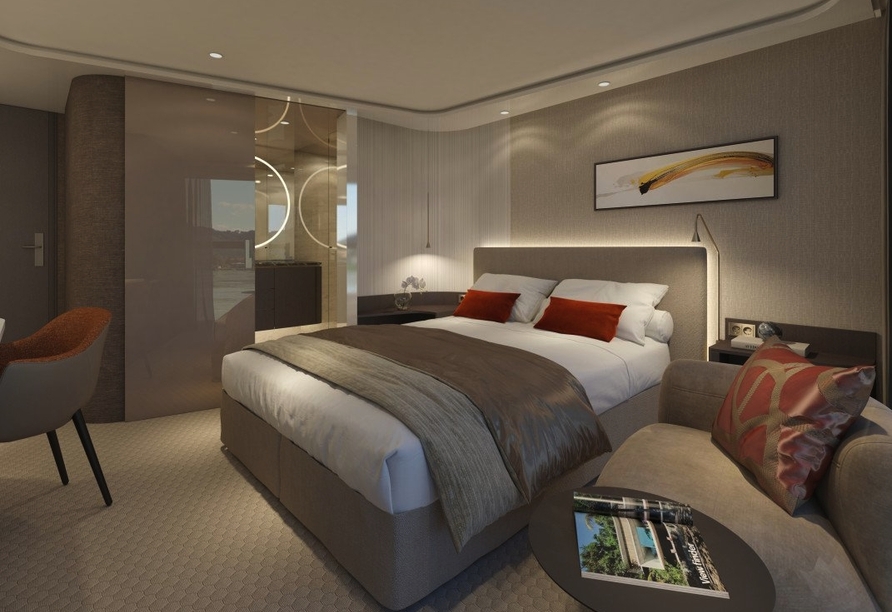 Beispiel einer 2-Bettkabine mit französischem Balkon an Bord von Gentleman