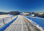 Schneebedeckte Wege und winterliche Landschaften gibt es im Oberallgäu zur Genüge.
