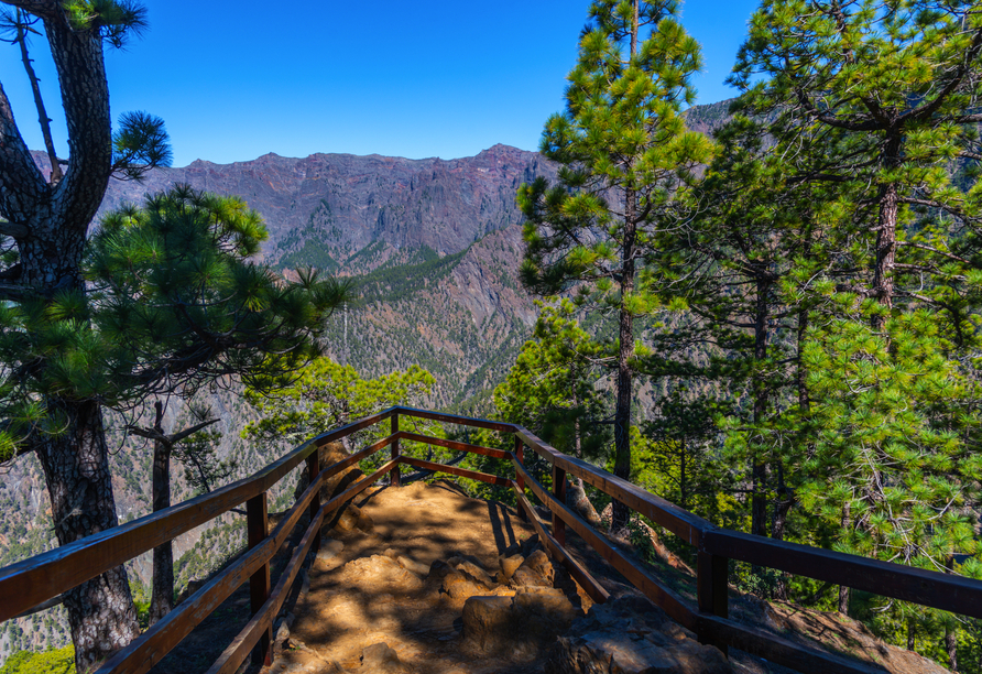 Erleben Sie im Nationalpark Caldera de Taburiente eine spektakuläre Aussicht.