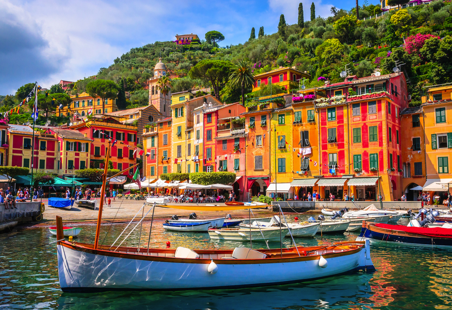 Bucht mit bunten Häusern in Portofino