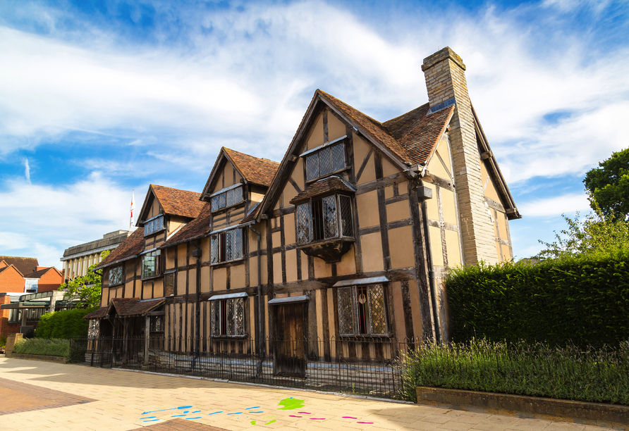 Erkunden Sie das Geburtshaus des weltberühmten Dichters William Shakespeare in Stratford Upon Avon.
