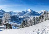 Bestaunen Sie die idyllische Winterlandschaft in den Alpen