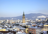 Blick auf das winterliche Linz 