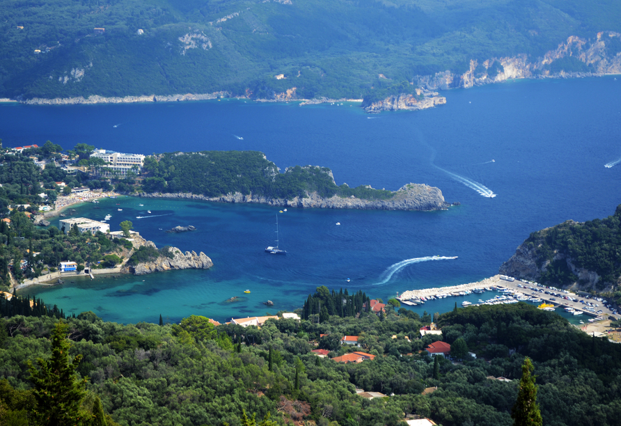 Ausblick vom Aussichtspunkt Bella Vista auf Korfu
