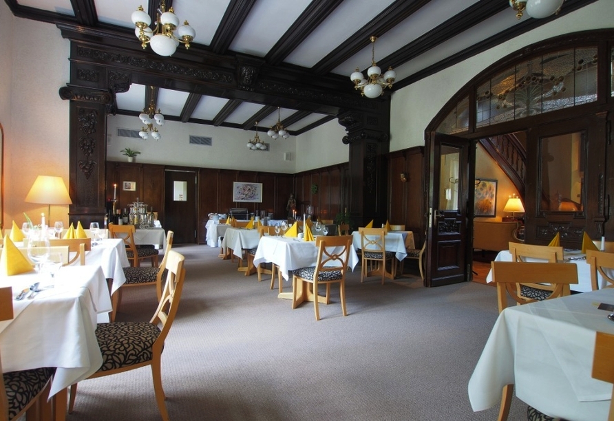 Im Restaurant des Hotels Schlossvilla Derenburg werden Sie mit Köstlichkeiten verwöhnt.