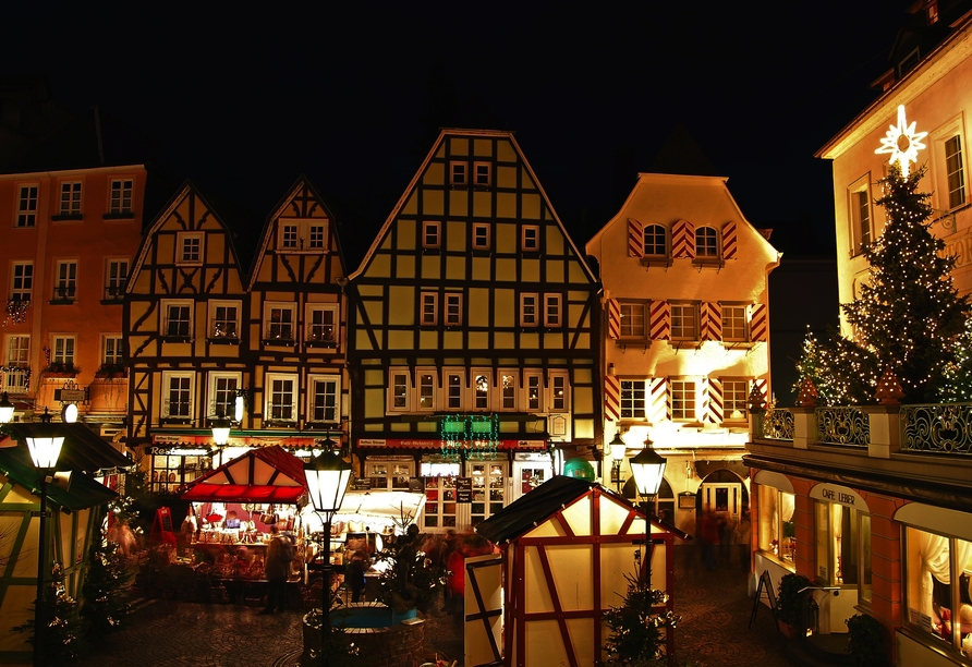 Linz am Rhein begeistert im Winter mit seiner historischen Altstadt und den charmanten Fachwerkhäusern.