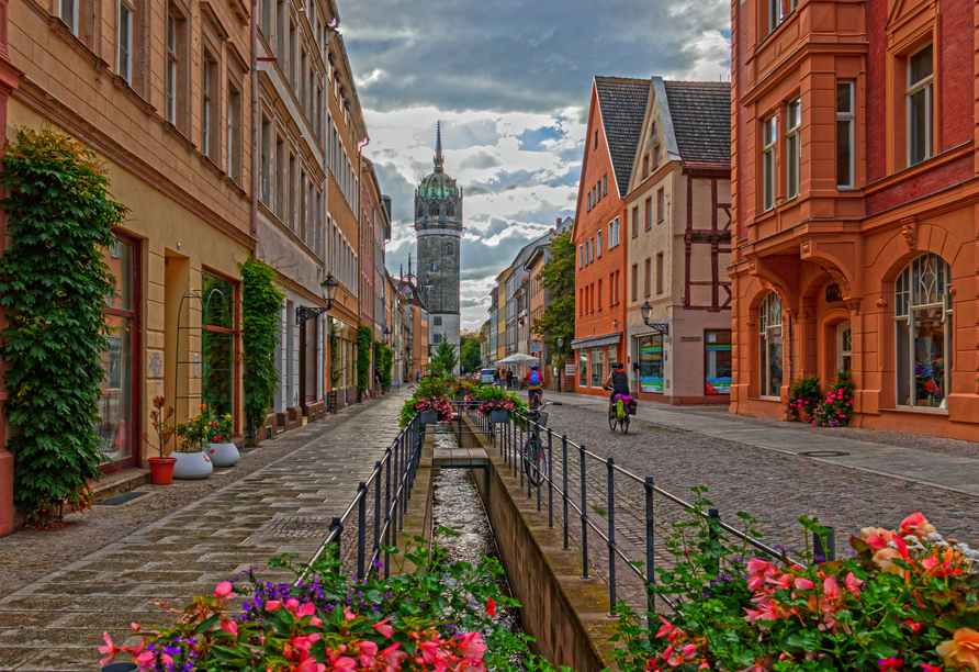 Wittenberg bietet zahlreiche charmante Straßen mit besonderer Architektur.