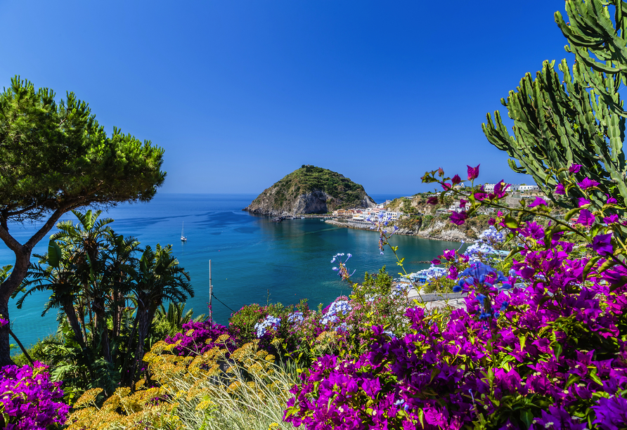 Bei solch traumhaften Ausblicken ist es kein Wunder, dass Ischia oft als Perle im Golf von Neapel bezeichnet wird.