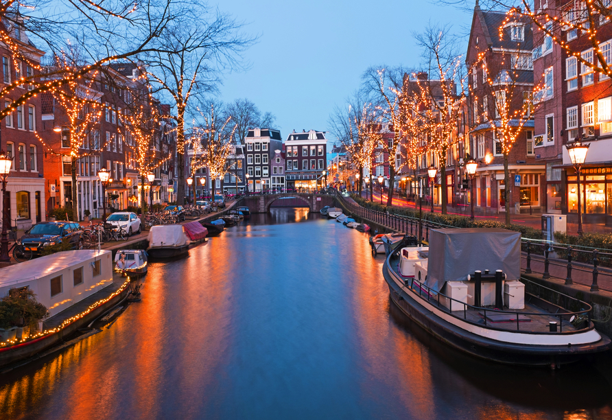 Im Winter erstrahlt Amsterdam im Lichterglanz.