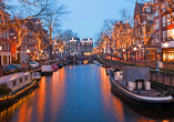 Im Winter erstrahlt Amsterdam im Lichterglanz.