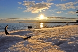 Sonnenuntergang am winterlichen Südstrand in Göhren im Winter – ein magischer Moment