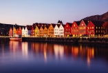 Die bunten Häuser von Bryggen in Bergen