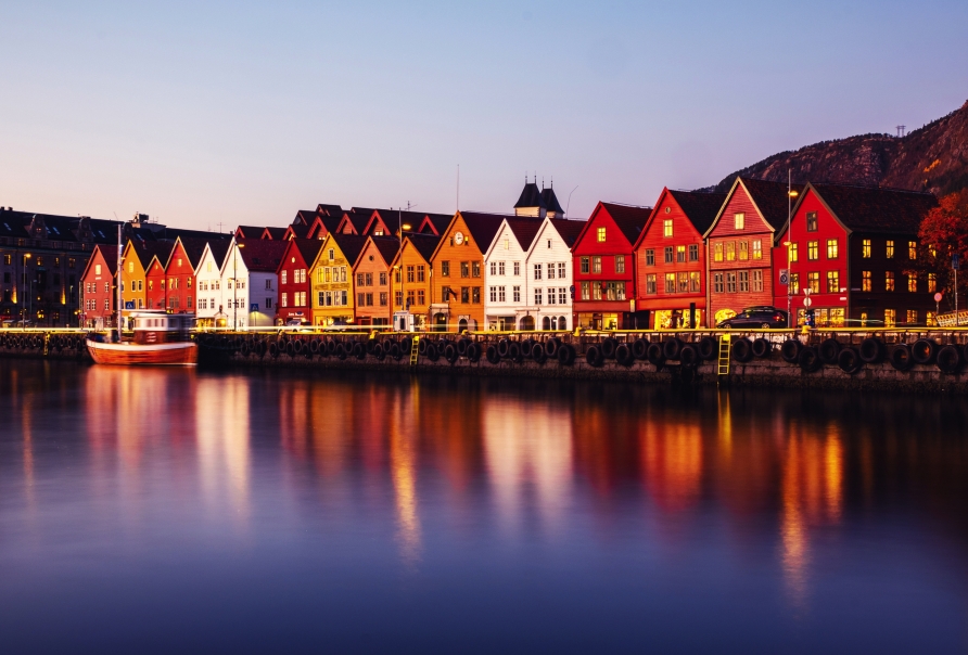Die bunten Häuser von Bryggen in Bergen