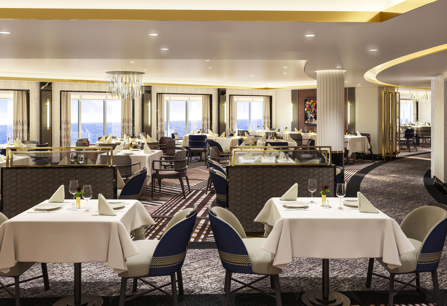 Das exklusive Britannia Club Restaurant ist den Gästen der Britannia Clubkabinen vorbehalten.