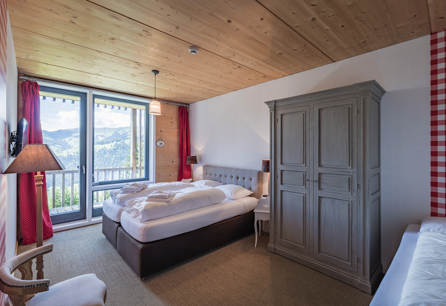 Beispiel eines Doppelzimmers Superior in der Rinderberg Swiss Alpine Lodge
