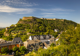 Blick auf die Festung Ehrenbreitstein, eingebettet in eine einmalig schöne Landschaft.