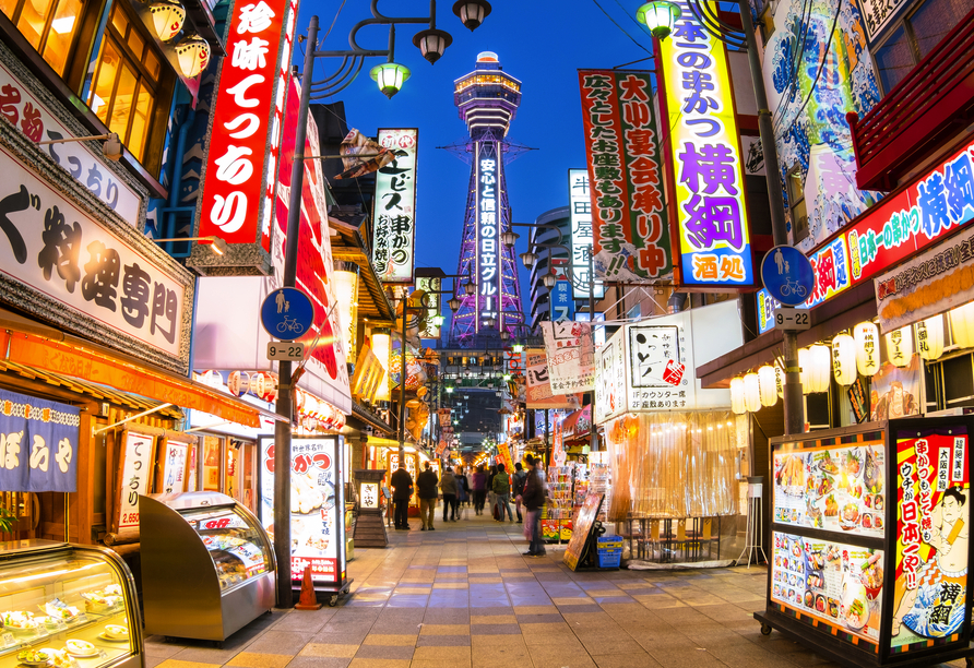 Die bunte Metropole Osaka ist die drittgrößte Stadt Japans.