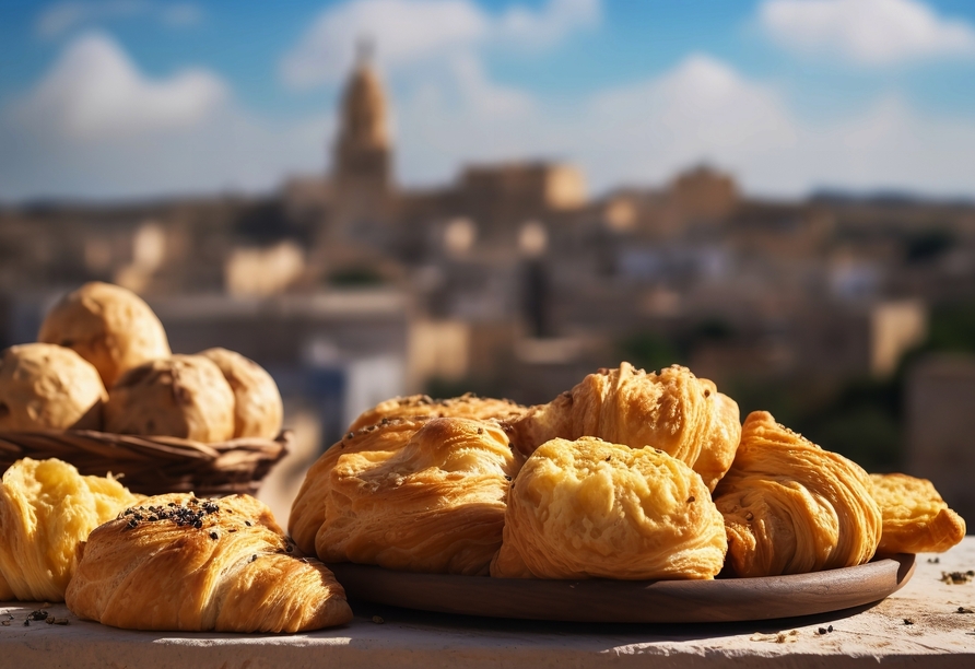Probieren Sie typisch maltesische Leckereien wie zum Beispiel die herzhaften Pastizzi.