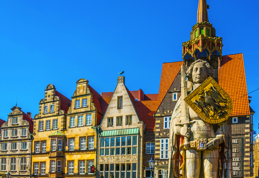 Der Bremer Roland symbolisiert für die Freiheiten und Rechte der Stadt.
