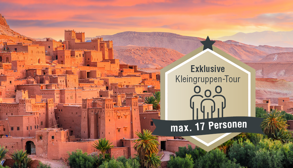 Willkommen in Marokko! Hier können Sie sich auf Kasbahs, unter anderem in Aït-Ben-Haddou freuen.