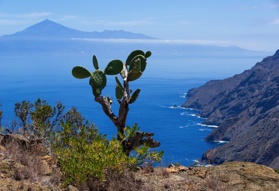 Auf der Insel La Gomera können Sie den Teide auf der Insel Teneriffa sehen.