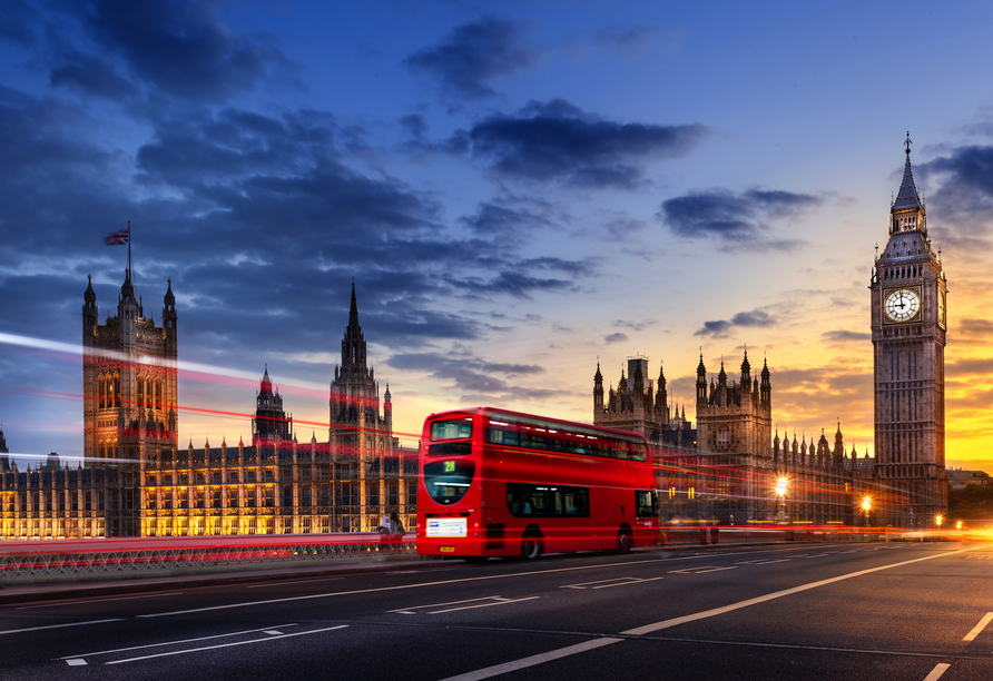 Prachtvolle Sehenswürdigkeiten wie der Big Ben warten in London auf Sie.