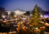Der traditionelle Wiener Weihnachtsmarkt im Lichterglanz.