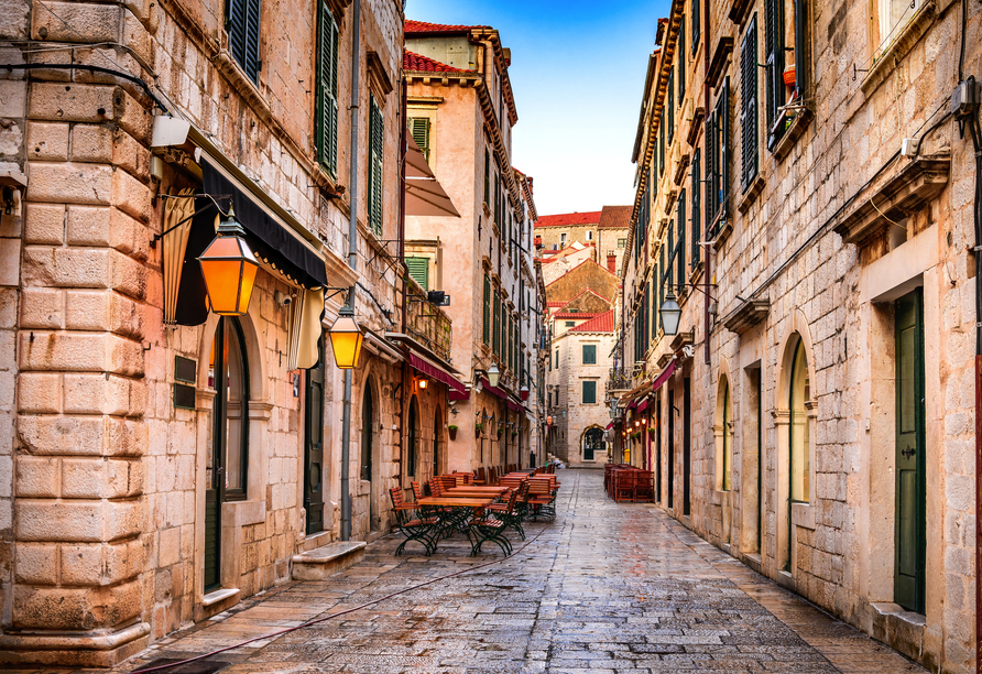 In Dubrovnik genießen Sie auch freie Zeit, sodass Sie nach Belieben durch die malerischen Gassen schlendern können.