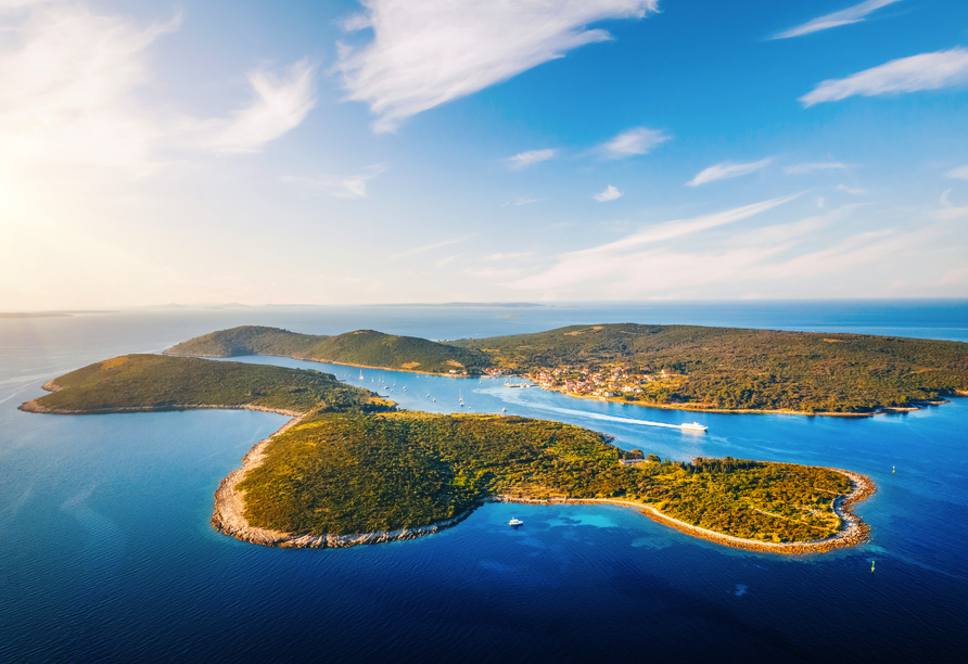 Aussicht auf die Insel Ilovik von der Insel Lošinj 