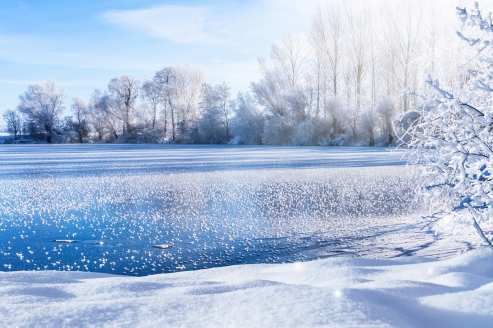 Seehotel Schloss Klink, See im Winter