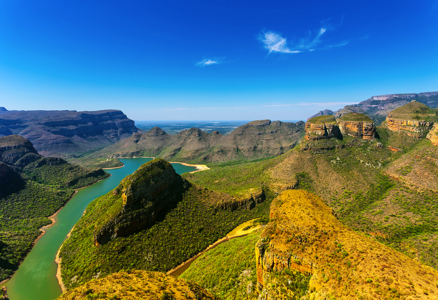 Freuen Sie sich auf einen Spaziergang am Blyde River Canyon und atemberaubende Ausblicke.