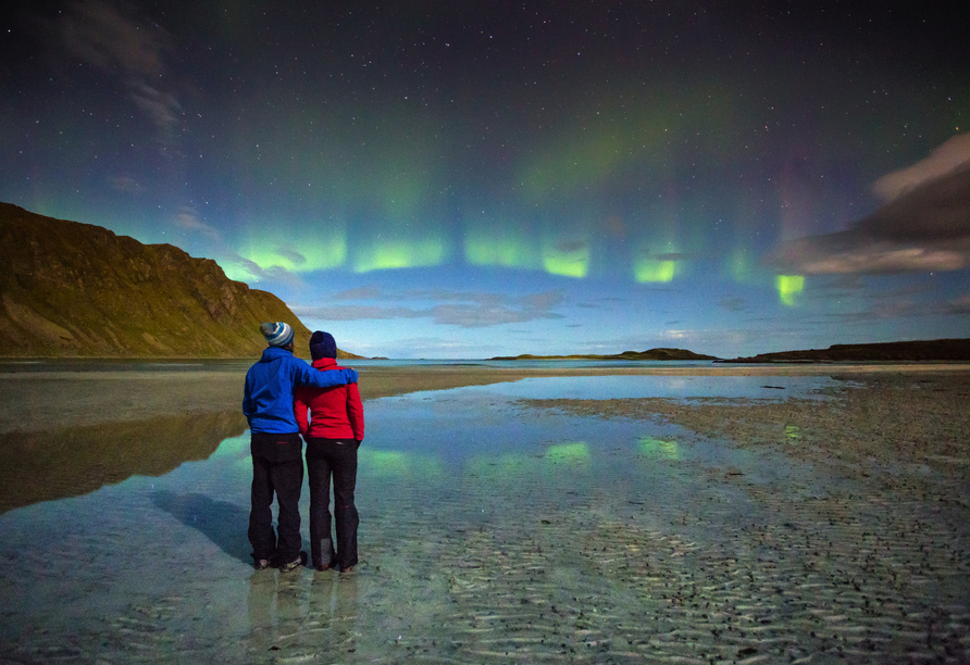 Bei Reiseterminen ab Oktober haben Sie die Chance, die spekakulären Nordlichter zu erleben.