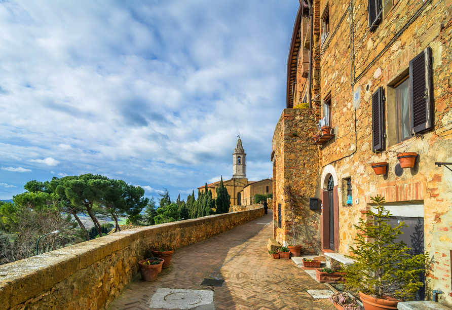 Erkunden Sie die hübsche Stadt Pienza bei einer Besichtigung.