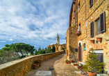 Erkunden Sie die hübsche Stadt Pienza bei einer Besichtigung.