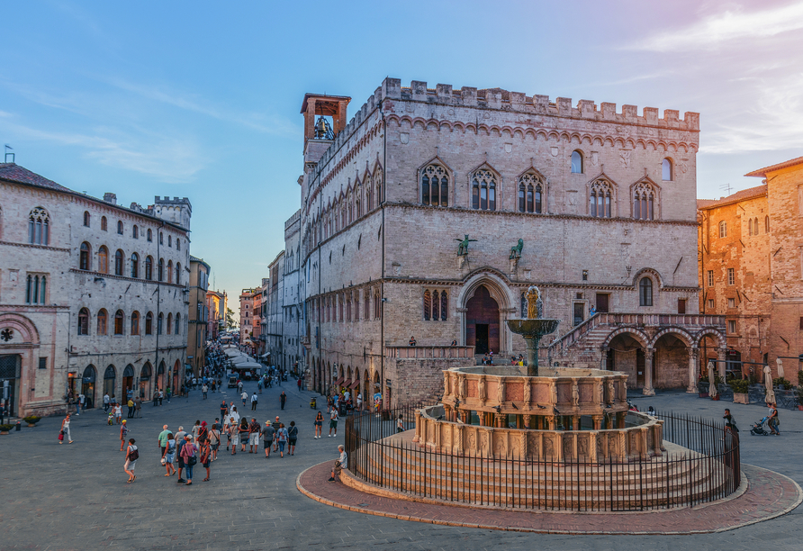 Perugia empfängt Sie mit einer Fülle an historischen Sehenswürdigkeiten.