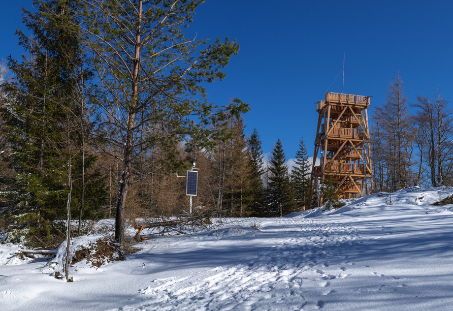 Unternehmen Sie eine Wanderung zum Aussichtsturm Czerniawska Kopa und genießen Sie die Landschaft.
