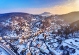 Panoramaausblick von der Festung Königstein im Winter – ein beliebtes Ausflugsziel das ganze Jahr über!