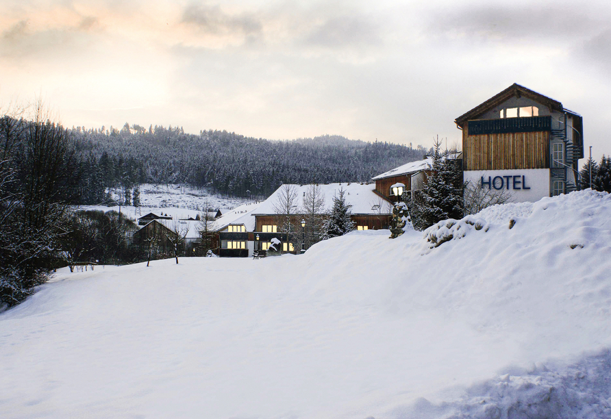 Das Hotel am Pfahl im Winter