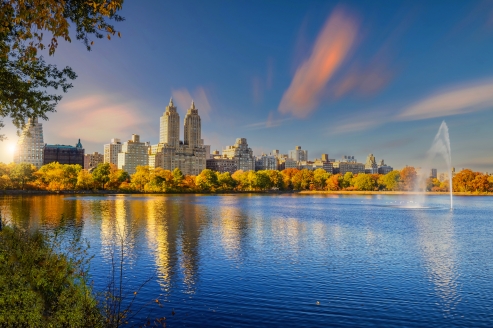 Schlendern Sie während des Indian Summers durch den Central Park in New York.