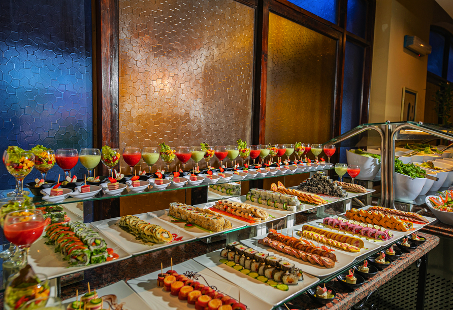 Am Buffet erwartet Sie eine große Auswahl – da bleiben keine Wünsche offen.