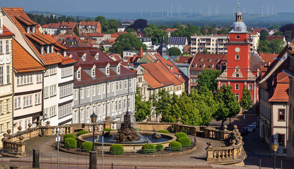 Die Innenstadt Gothas mit dem Marktplatz lädt zum Bummeln und Verweilen ein.