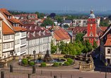 Die Innenstadt Gothas mit dem Marktplatz lädt zum Bummeln und Verweilen ein.