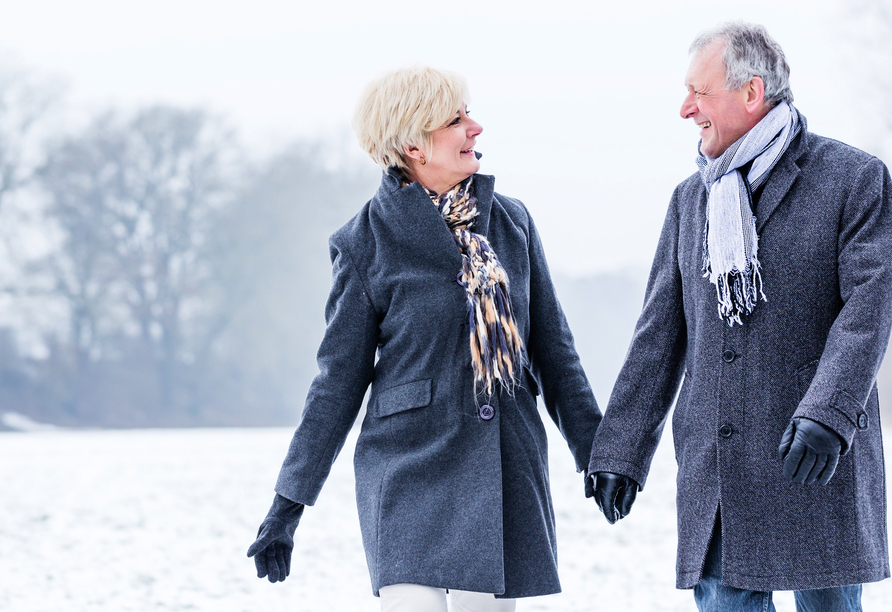 Sammeln Sie Glücksmomente bei ausgiebigen Spaziergängen und Wanderungen i winterlicher Kulisse.