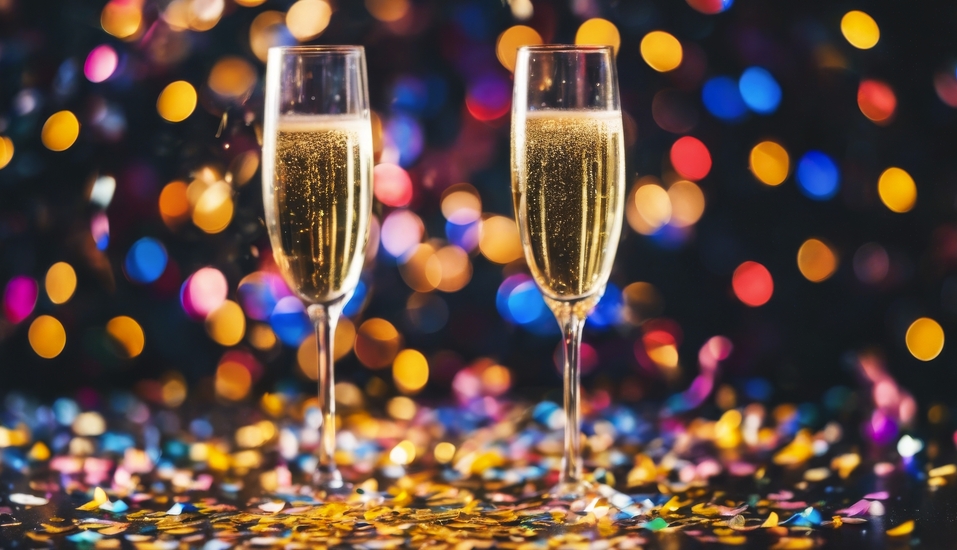 Stoßen Sie um Mitternacht mit einem Glas Sekt auf das neue Jahr an!