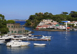 Im Hafen von Ischia liegen Yachten und Boote verträumt vor Anker.