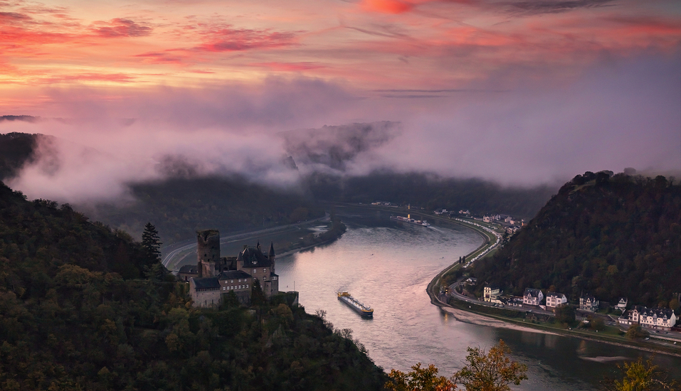 Atemberaubender Blick auf die Burg Katz in St. Goarshausen