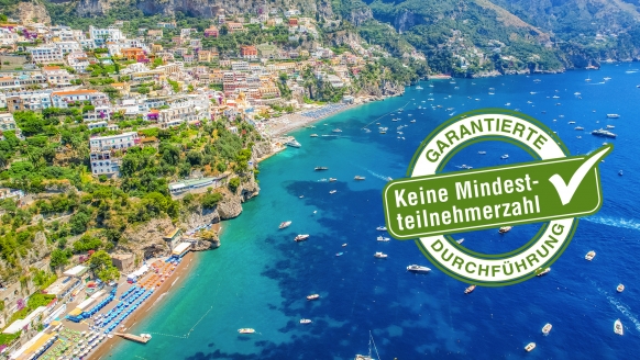 Auch eine Minikreuzfahrt ist Teil Ihrer unvergesslichen Reise und führt Sie zum Hafen des malerischen Fischerortes Positano.