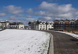 Deich Panorama von Büsum im Winter