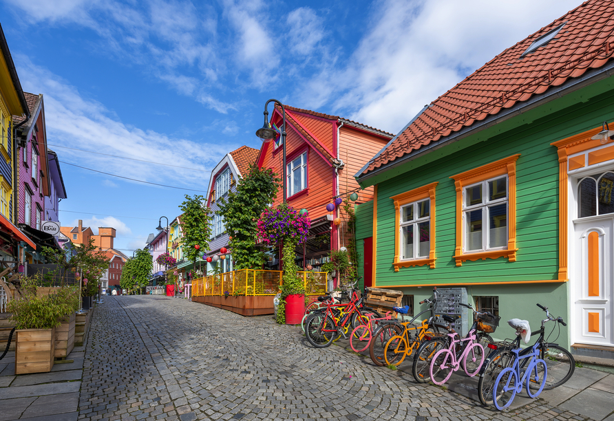 Je nach Reisetermin besuchen Sie die pittoreske Stadt Stavanger.