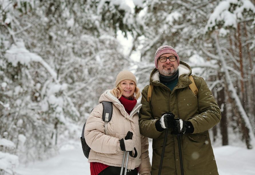 Unternehmen Sie wunderbare Winterspaziergänge.